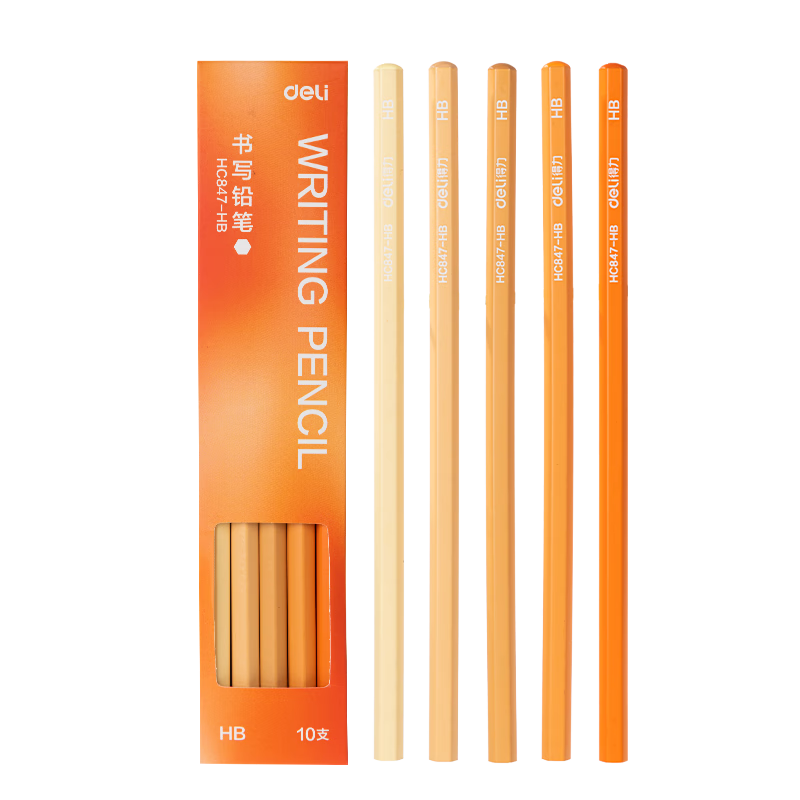 Deli 10-Pack HB Hexagonal Writing Pencils with Graphite And Natural Wood Handles, Exam Art Student Sketching Writing Pencils, Gift for Students HC847-HB Back-To Stationery