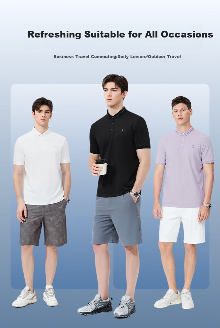 DANCING WOLVES [Mulberry Silk] Cool And Breathable Summer Commute Men's Short-Sleeve POLO Shirt, 001 Black, 2XL (185) 2
