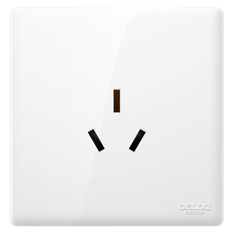 DELIXI CD260 86-Type Ultra-Thin Glossy Large Panel White 3-Hole 16A Switch Socket Outlet