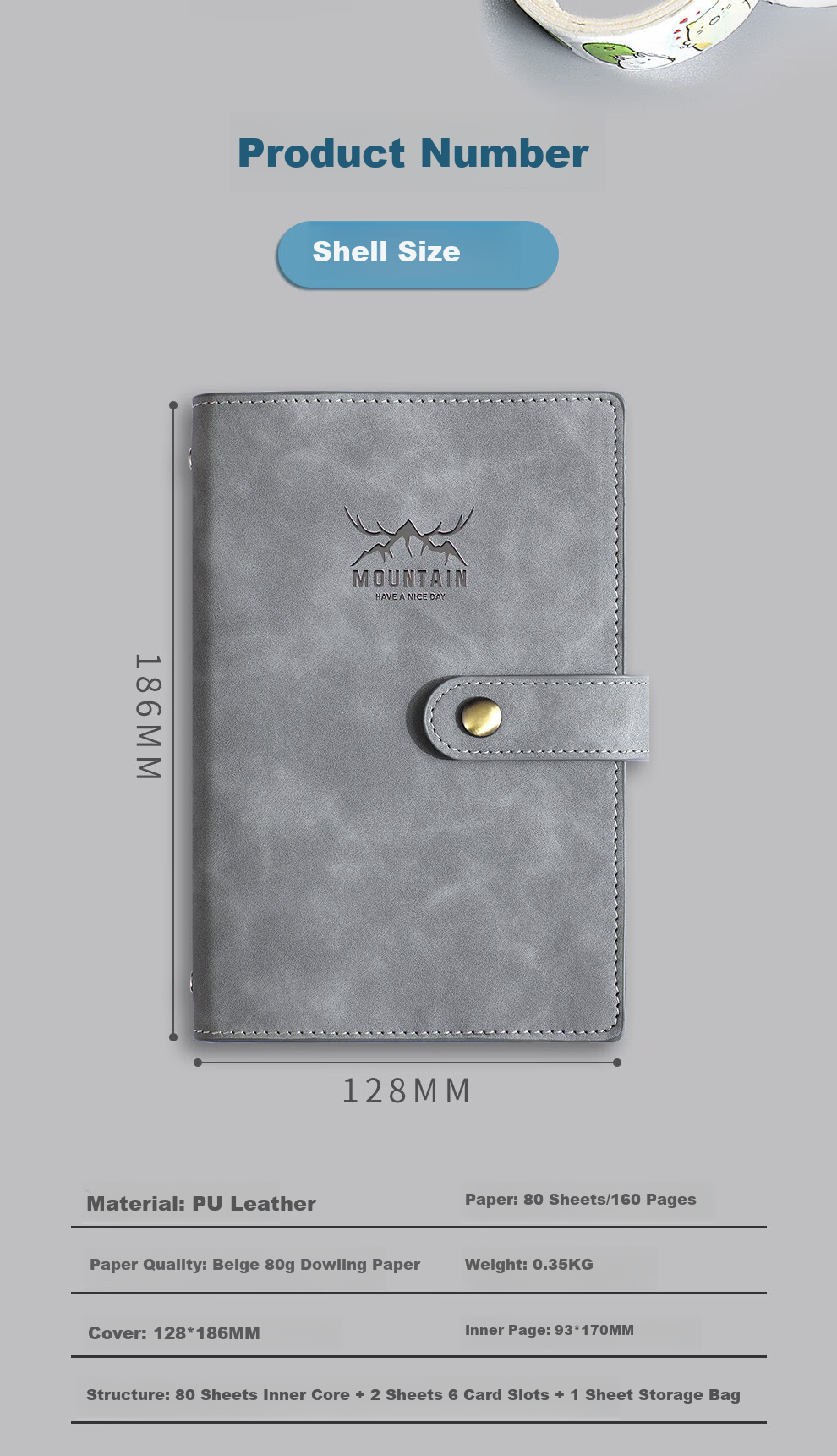 Jiaranheng A6 Multifunction Loose-Leaf Notebook, Creative Small Planner, Portable Journal, Zippered Organizer, Leather Cover with Buckle, Customizable, Pink, 1 Book 7