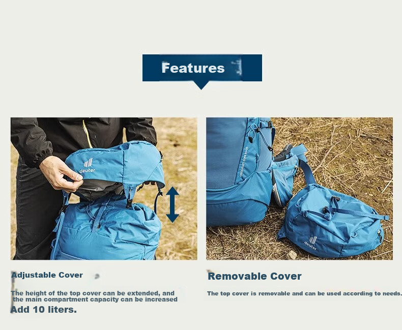 DEUTER Hiking Backpack, Zhen Tu Heavy-Duty Large Capacity Outdoor Bag, Trekking Travel Backpack, Shale Color-45+10SL 17