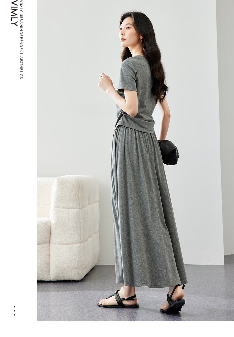 Fansiman Minimalist Design Set Dress for Women 2026 Summer New T-Shirt and Skirt Two-Piece Set XL 4