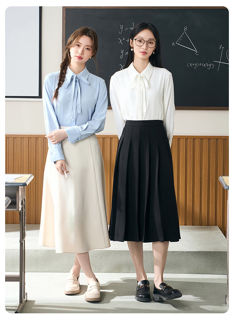 Miss Bird Blue Shirt Women's Petite Bow Tie Blouse Professional College Student Interview Formal Commuter Top 11