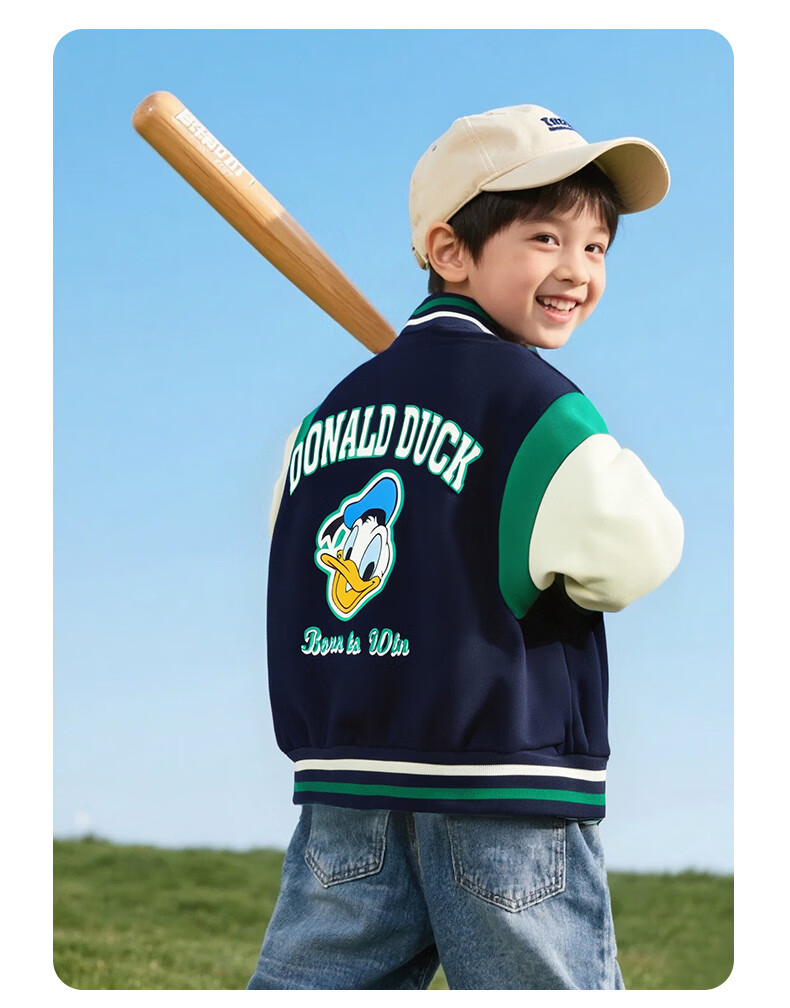 Disney Spring And Autumn Boys' Clothing, Preppy Style Fashion Casual Cartoon Jacket, Comfortable Warm Wear-Resistant Coat, Navy Blue, Size 110 10