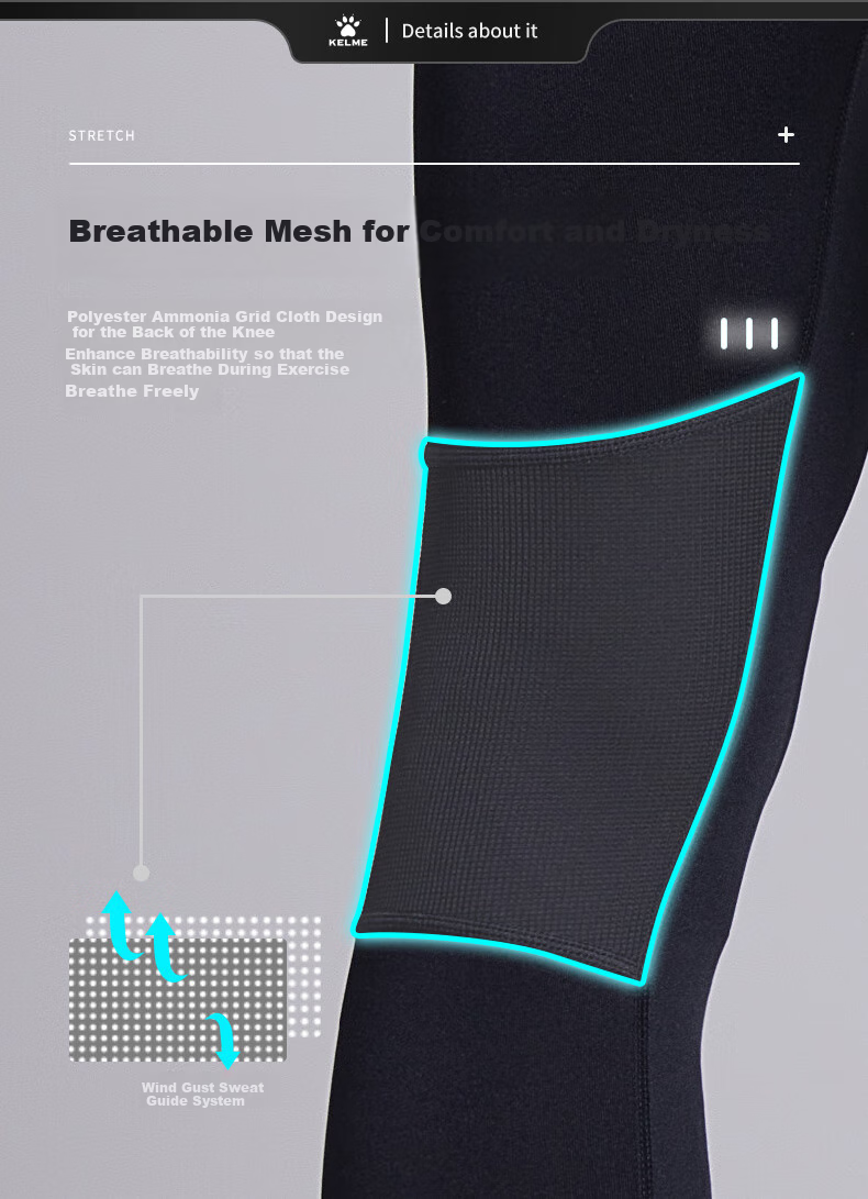 KELME Men's Sports Compression Pants Breathable Running Fitness Basketball Stretch Leggings Black S 7