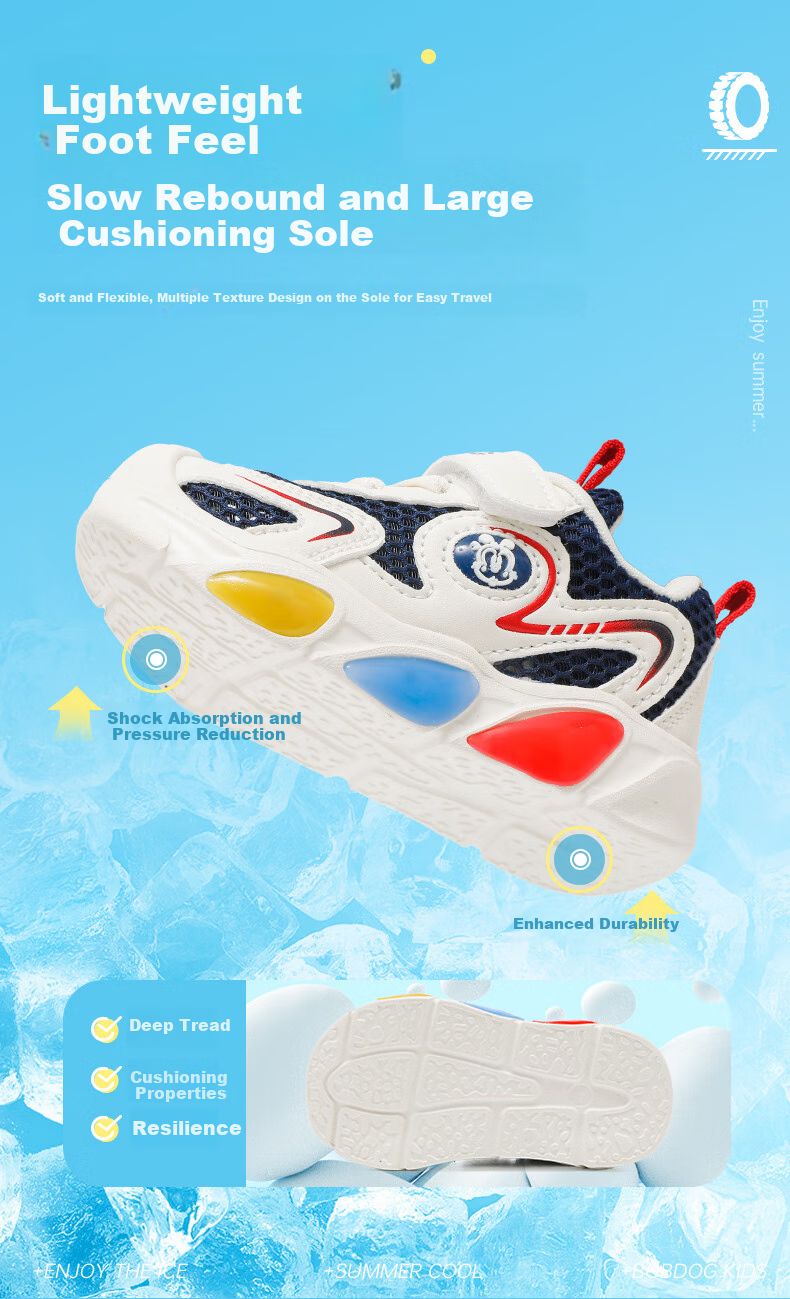 Babu Bean Boys' Mesh Shoes Summer Baby Light-Up Shoes Children's Walking Shoes 103352075 Beige/Navy Blue Size 30 3