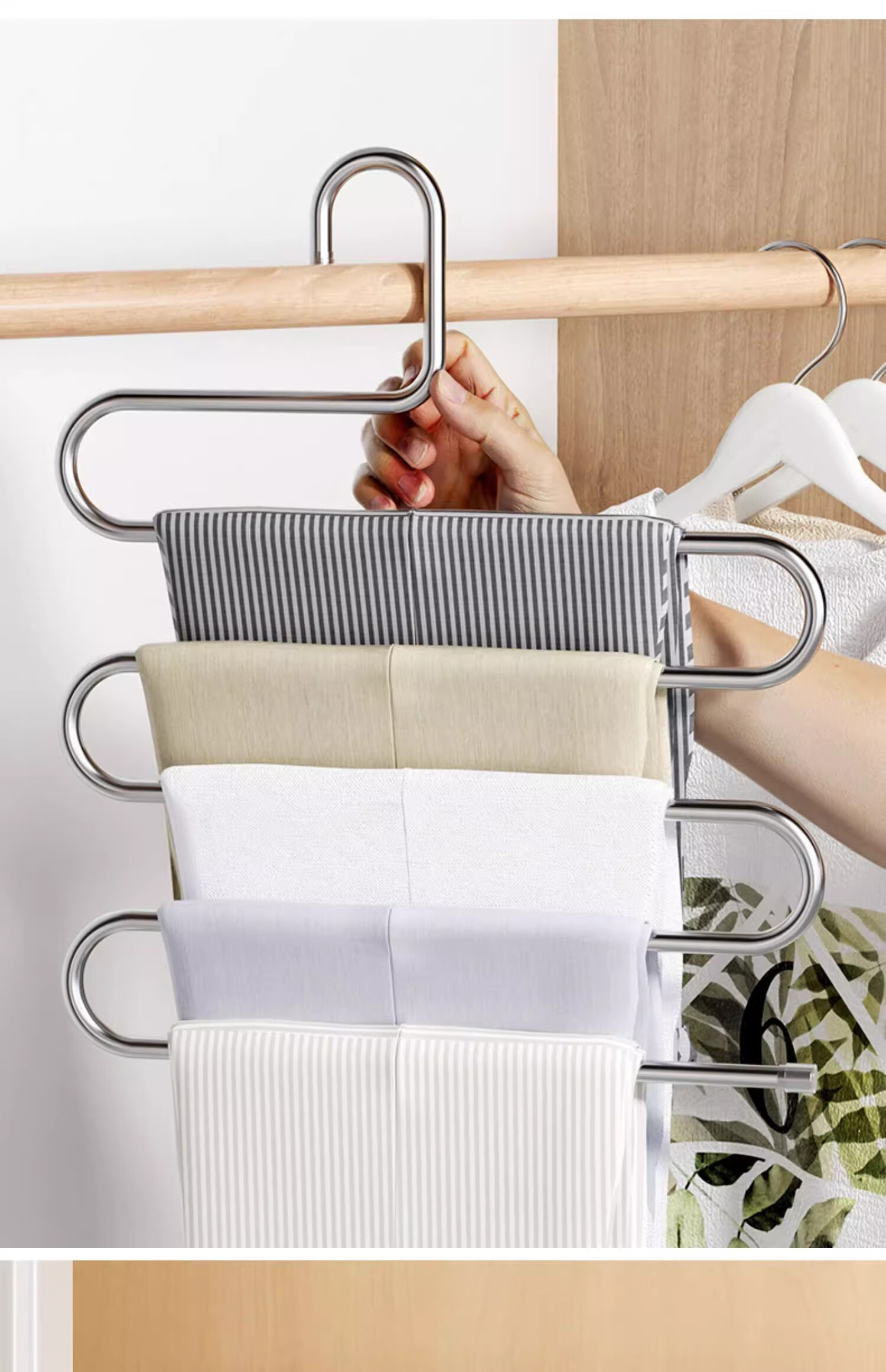 MUYA Stainless Steel Multi-Layer Pants Hanger Multifunctional Home Wardrobe Storage Organizer 6
