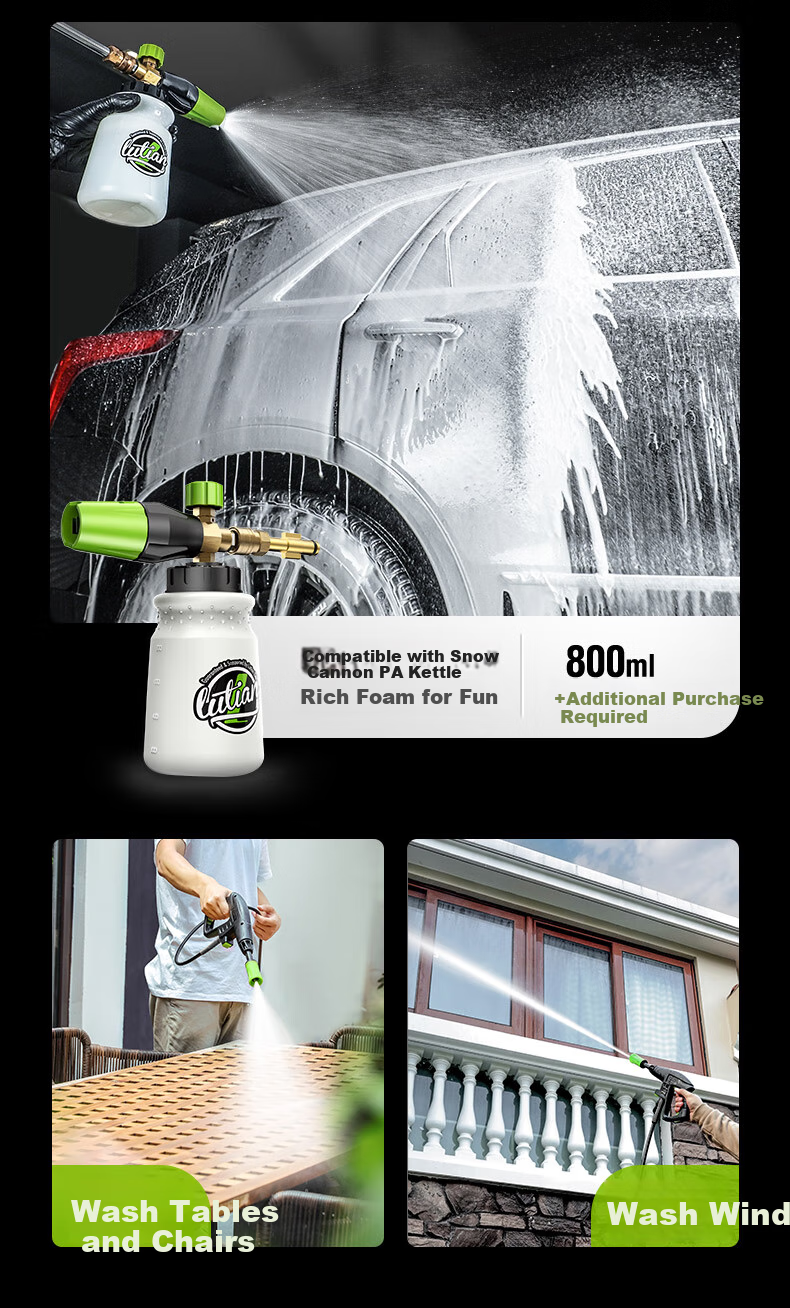 LUTIAN High-Pressure Car Wash Gun, Home Car Washing Machine, Sensor-Mounted Silent Powerful Cleaner, High-Power Device, Xuebao P4PRO 5