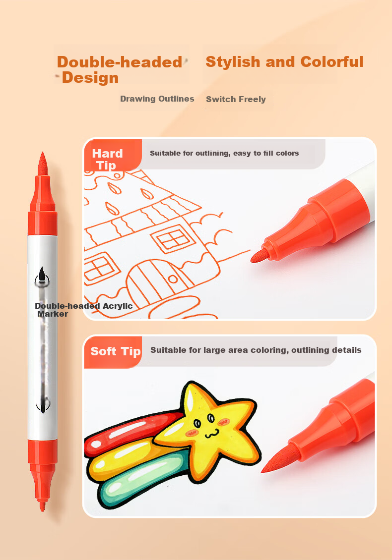 BAOKE [Bestseller] MP2921-1212 Color Water-Based Acrylic Marker Single-Tip Wear-Resistant Art Drawing Instant Photo Graffiti Pen Painting Pen Boxed Watercolor Pe 2