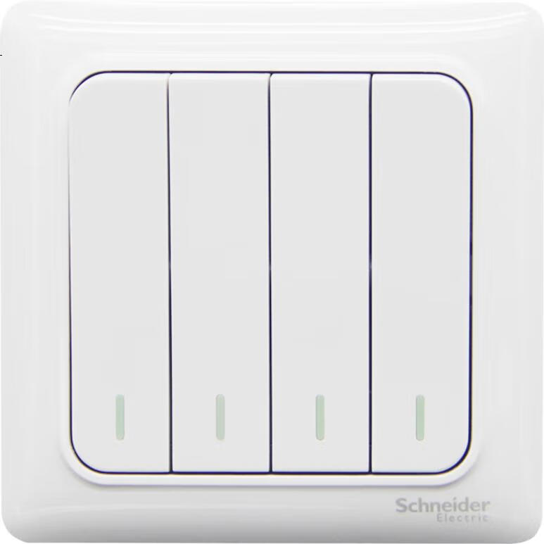 Выключатель света Schneider Electric Ruiyi, 4-клавишный, однополюсный, 86-тип, белый