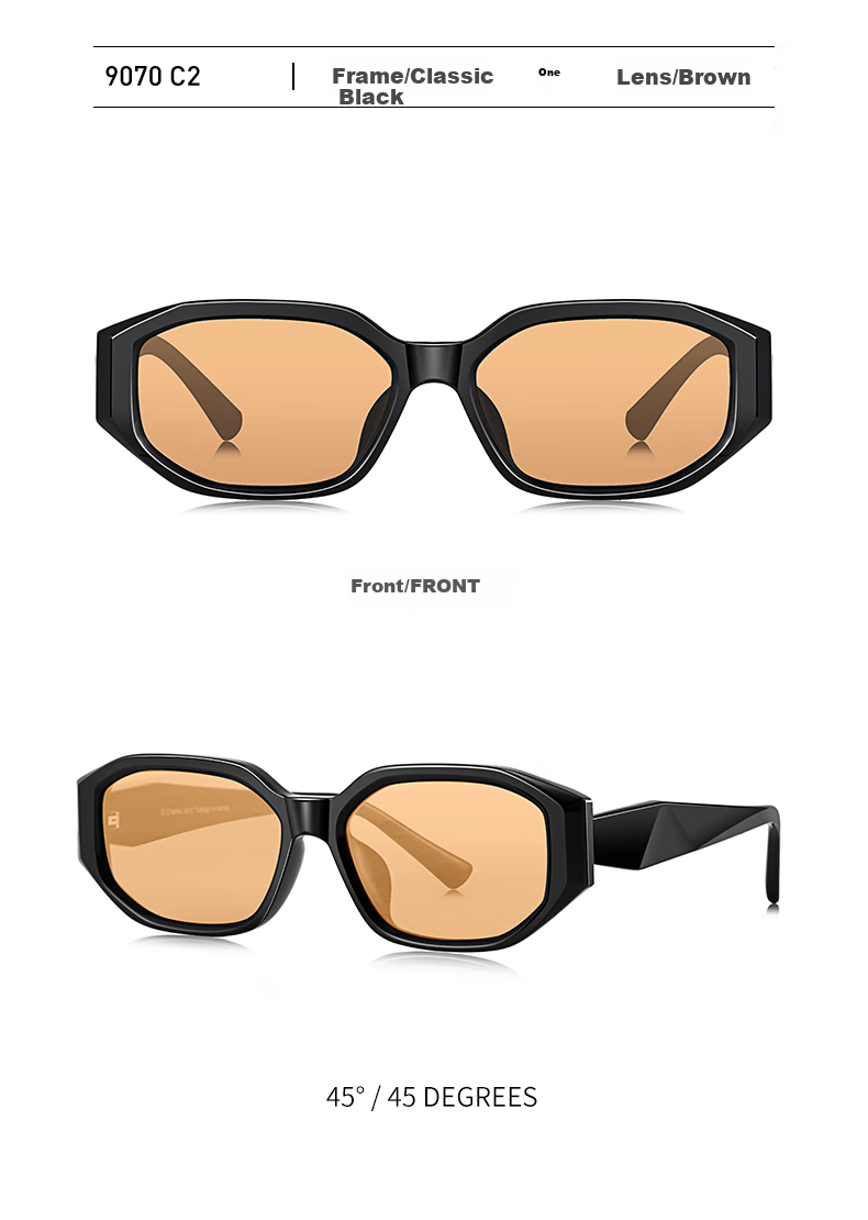 Chaersitaoxin Sunglasses for Men And Women GM Style Small Frame Sunglasses UV Protection Glasses CJ9070 Black Frame/brown Lenses C2 7
