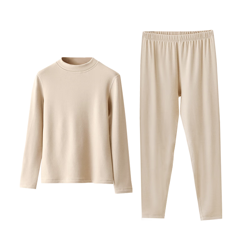 LangSha Autumn Winter New Mid-High Neck Cashmere Thermal Underwear Women Thickened Fleece Heating Slim Fit Base Layer Set