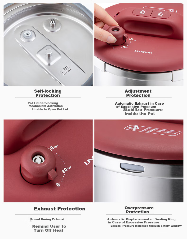 LINKFAIR Gaole Shigao Pressure Cooker, Household Pressure Cooker, Explosion-Proof Stainless Steel, One-Touch Opening And Closing, Suitable for 3-8 People, Compatible with Gas And Induction Stoves 5