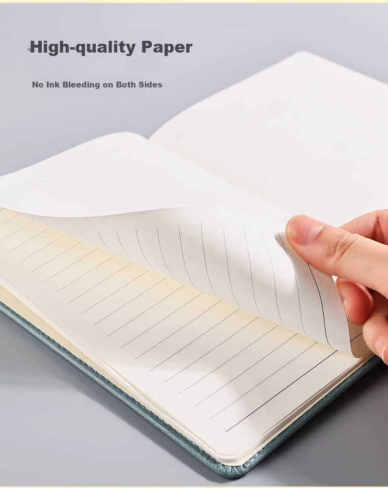 DiLe A5 Soft Leather Thickened Slanted Business Notebook with Pen Holder, High-End Office Meeting Record Book, 100 Sheets/Book, 4349A (Black) 6