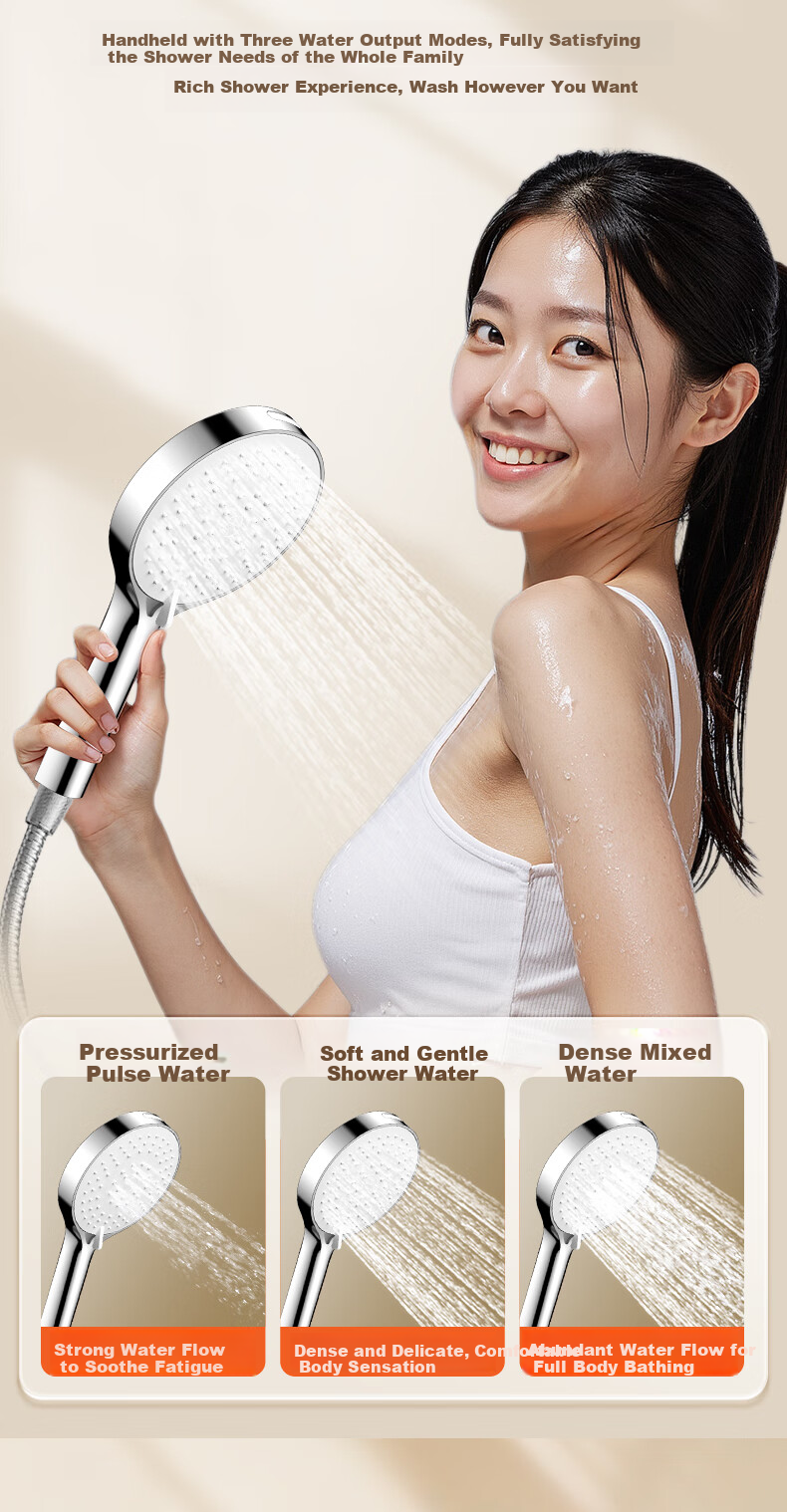ARROW Shower Head, Elegant White Color, Multi-Functional Household High-Pressure Bathing Handheld Shower Head, Back Spray Handheld 7