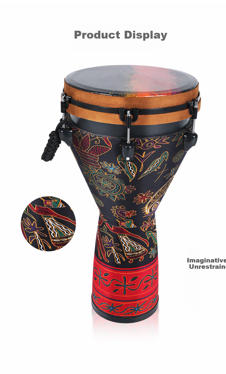 MOSEN 12-Inch Professional African Drum, Carbon Fiber Material Lijiang Hand Drum, Adjustable Tuning Fashion Style, Cosmic Blue 19
