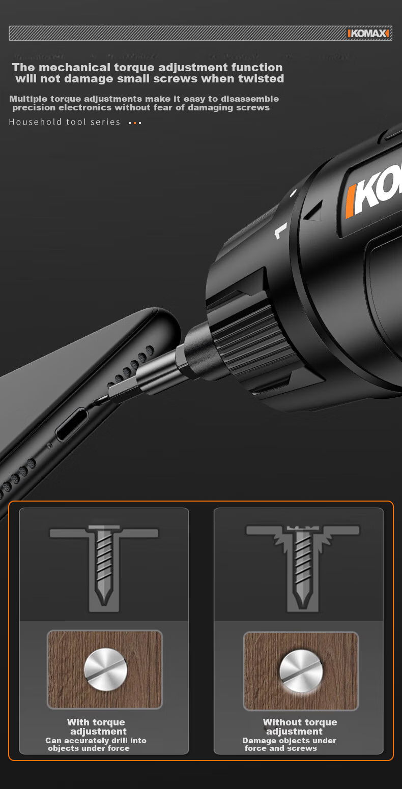 KOMAX Electric Screwdriver, Household Small Rechargeable Electric Screwdriver, Electric Drill Driver Tool Set, Mini Automatic Screwdriver 11