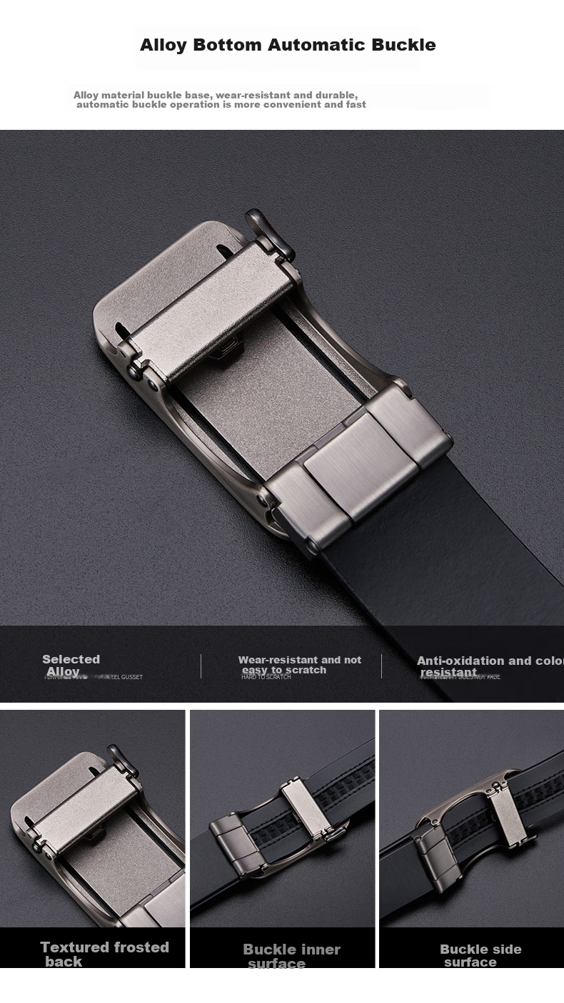 Meizhouyeniou Men's Belt, Top-Grain Leather, Automatic Buckle, Business Belt, Gift Box Packaging, Birthday Gift for Boyfriend 5