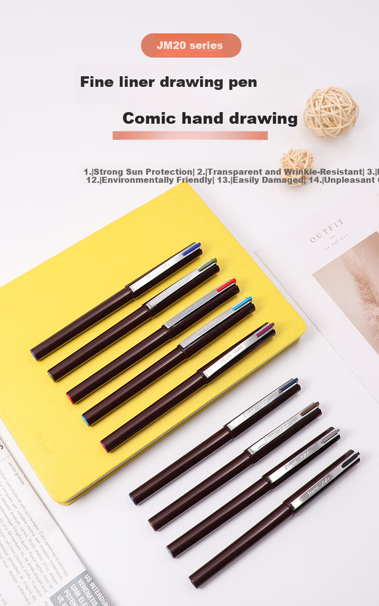 Pentel JM20-BE Duck-Billed Pen, Drawing Pen, Comic Pen, Sketch Pen, Quick-Drawing Pen, Outlining Pen, Business Signature Pen, Red 1