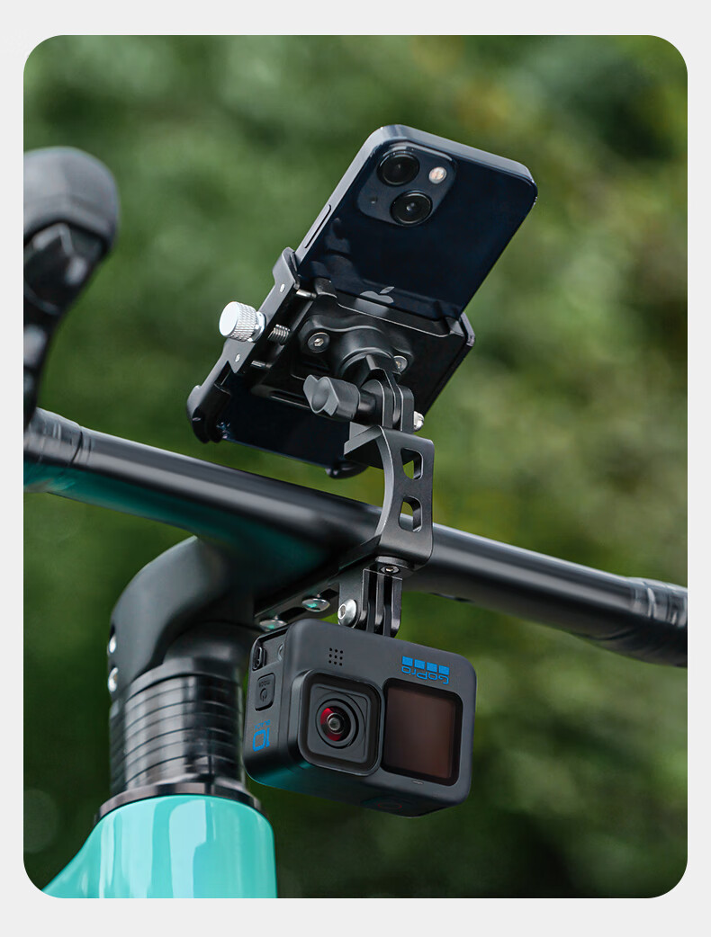Captain Tas Aluminum Alloy 2-in-1 Bicycle Phone Holder Mountain Bike Integrated Handlebar Road Bike Navigation Mount Cycling Gear 4