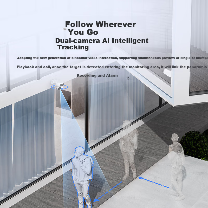 萤石魔丸HB90电池室外4G摄像头 家用监控室外三云台摄像头 400万+400万双摄 4G联网 内置无限流量