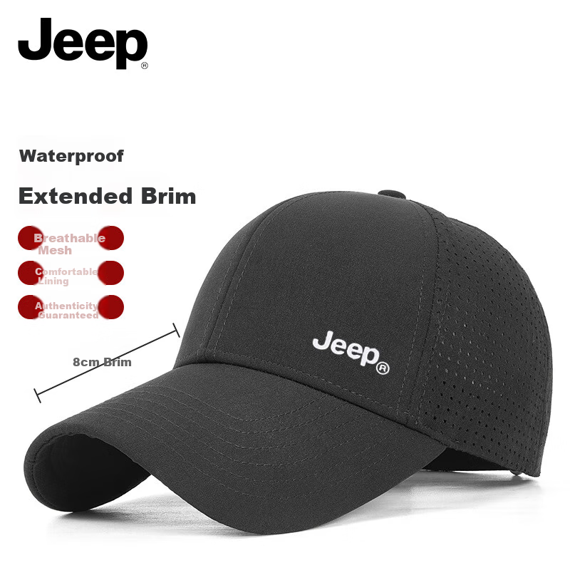 JEEP Baseball Cap for Men And Women, Quick-Drying Mesh Sun Hat, Casual Hiking Visor Cap, Dark Navy Blue