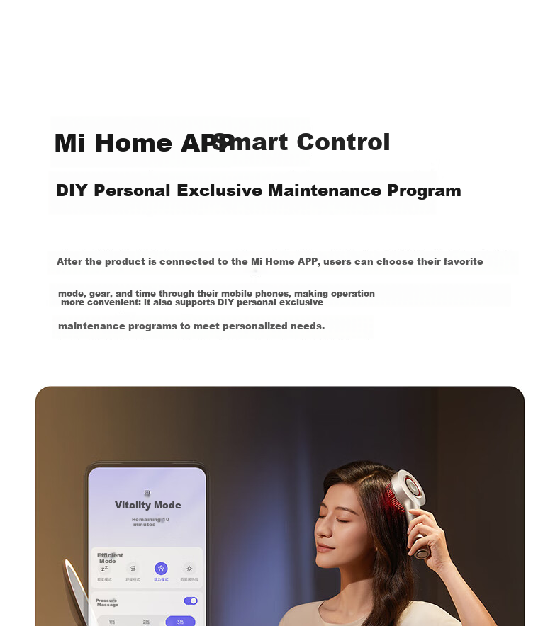 Mijia Head Massager Red Light Care Massage Comb Graphene Temperature-Sensing Intelligent Electric Scalp Massager Women's Day Gift Holiday Gift Box 11