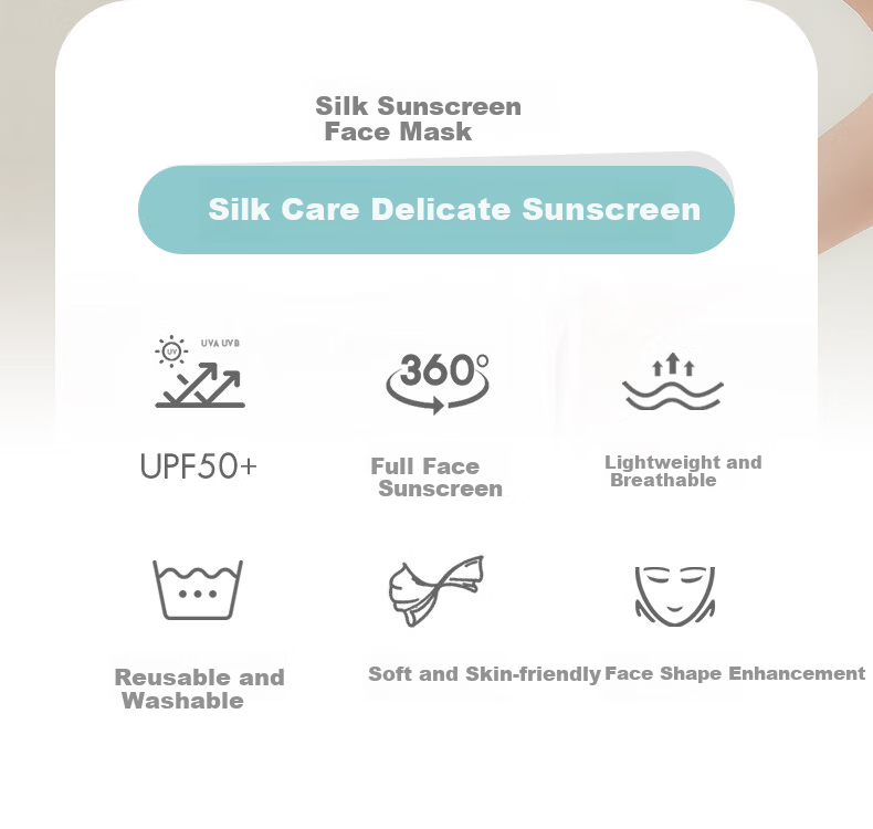 ELLE [Grade A 100% Mulberry Silk] Neck-Protecting Sun Protection Face Mask, UV-Resistant Face Cover, Gift 3