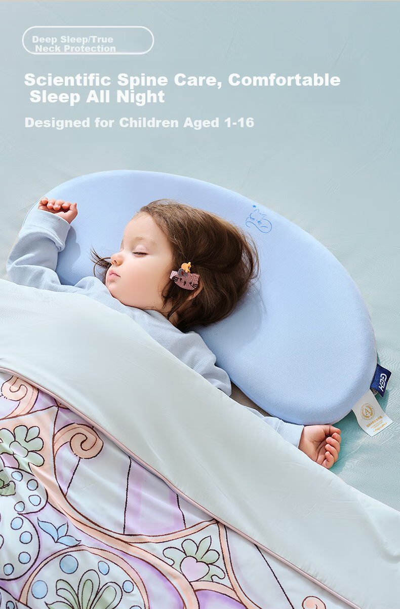 COBOBABY Children's 4D Silicone Pillow, Baby Pillow for Ages 1-3 Infant-Specific Pillow, Washable Food-Grade Neck Support Pillow, Ventilated 1