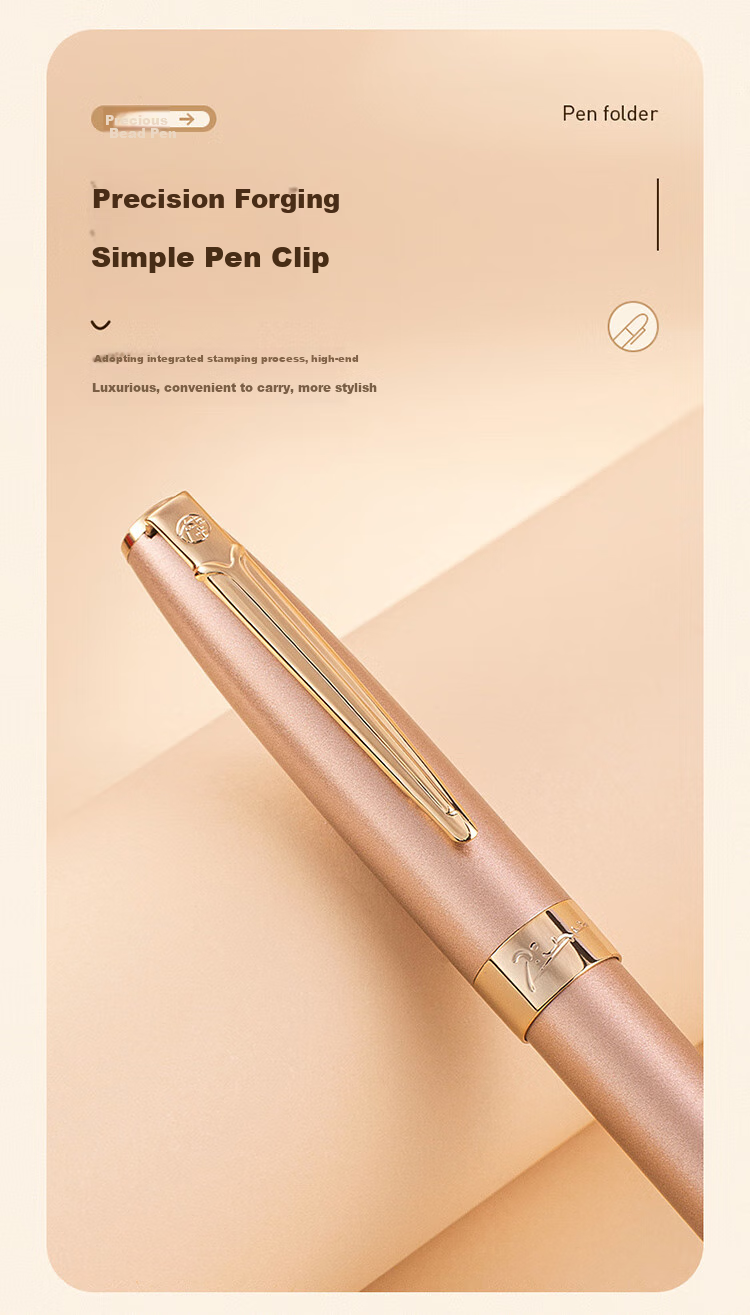 Pimio Ballpoint Pen, Signature Pen, Business Office Birthday Gift, for Men And Women, Gift-Giving, Student Use, Metal Signature Pen, 0.5mm, Mandarin Forest Series, 717 Bright Black with Gold Clip 6