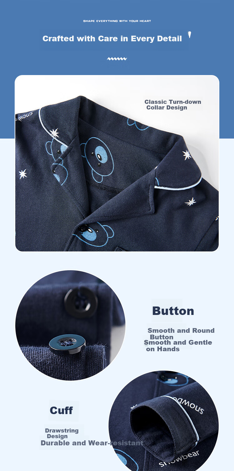 LangSha [Pure Cotton] Children's Pajamas for Boys, All-Season Thin Style, for Older Children, Baby And Teen Home Wear, Long-Sleeve Set 9