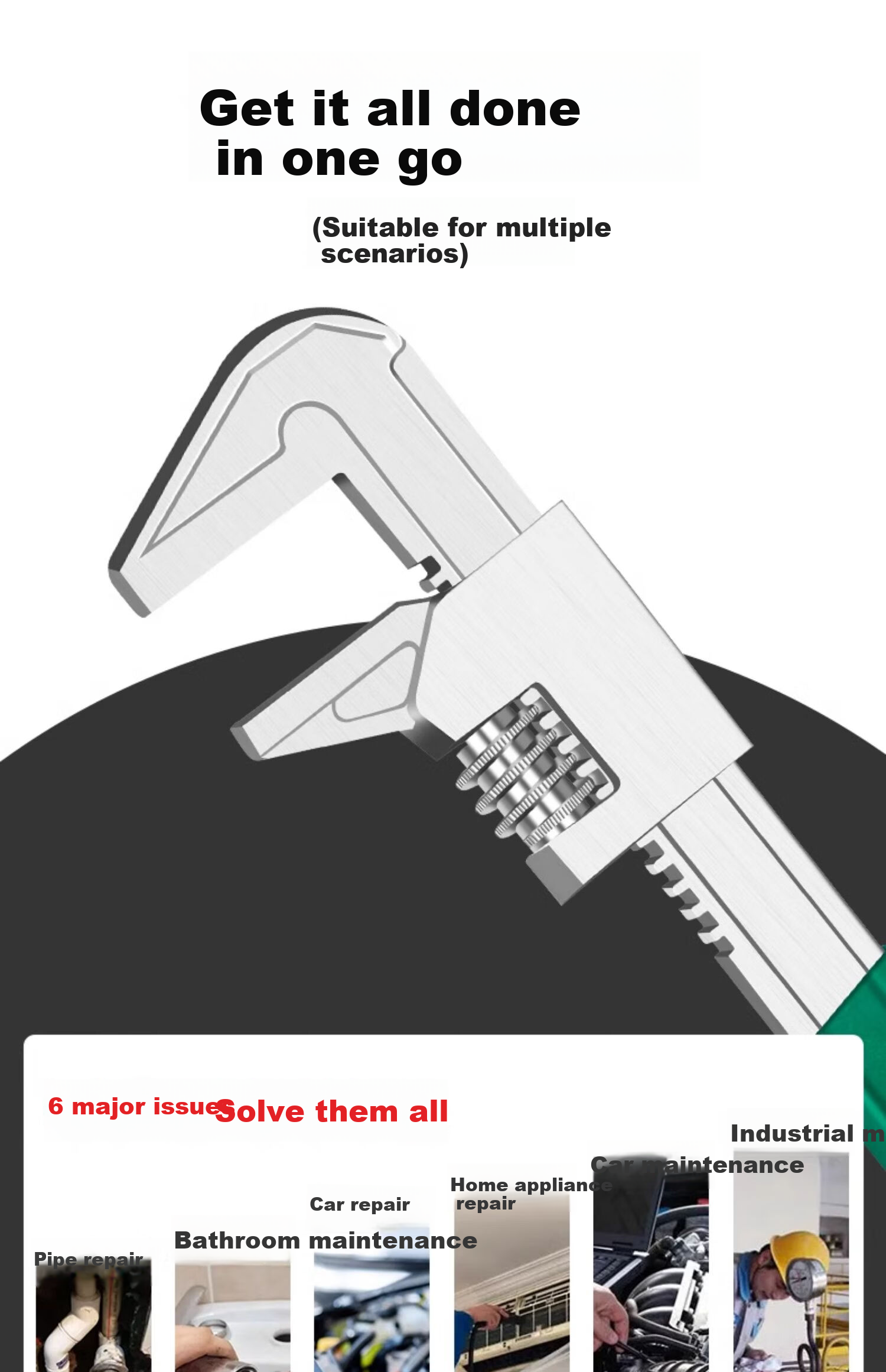 Dedong F-Type Adjustable Wrench, Multi-Functional, Wide-Mouth, Right-Angle, Universal Pipe Wrench, Tool for Large Diameter Pipes 9