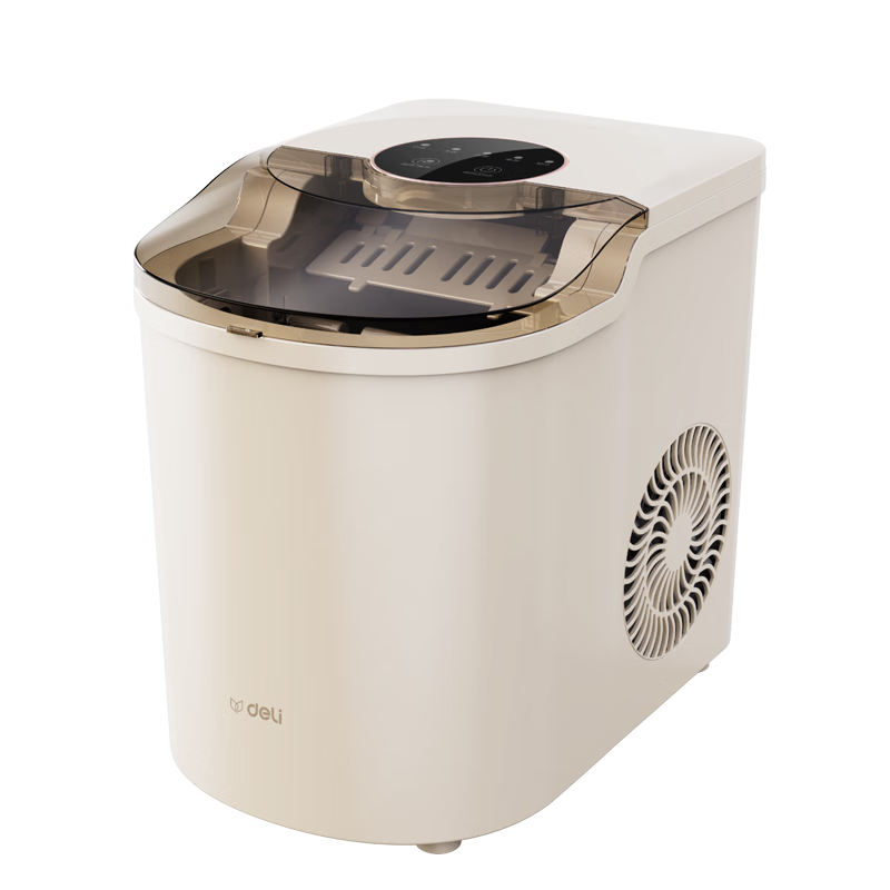 Deli Ice Maker, Compact Home And Dorm Portable Mini 92W Low-Power Ice Making Machine, Fully Automatic Water Dispenser with Self-Cleaning Water System, Food-Grade Material