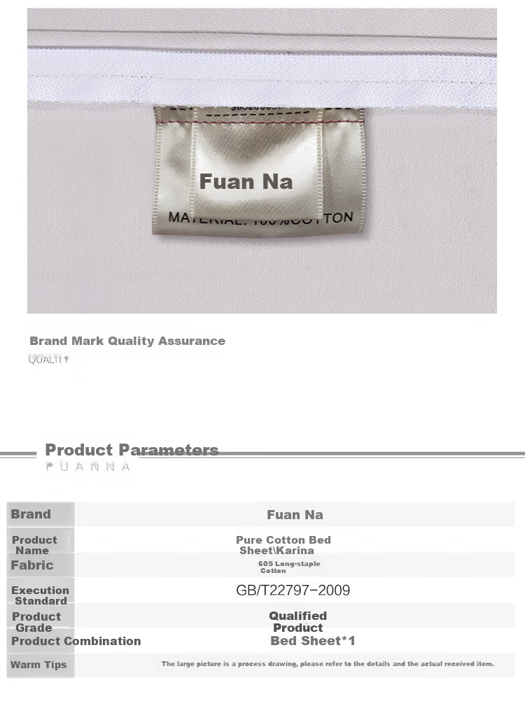 FUANNA Cotton Fitted Sheet Single Piece, 60 Count Long-Staple Cotton, Washable, Non-Slip Bed Sheet, Pure Cotton Bed Cover Protective Case for 1.5-Meter Bed 4