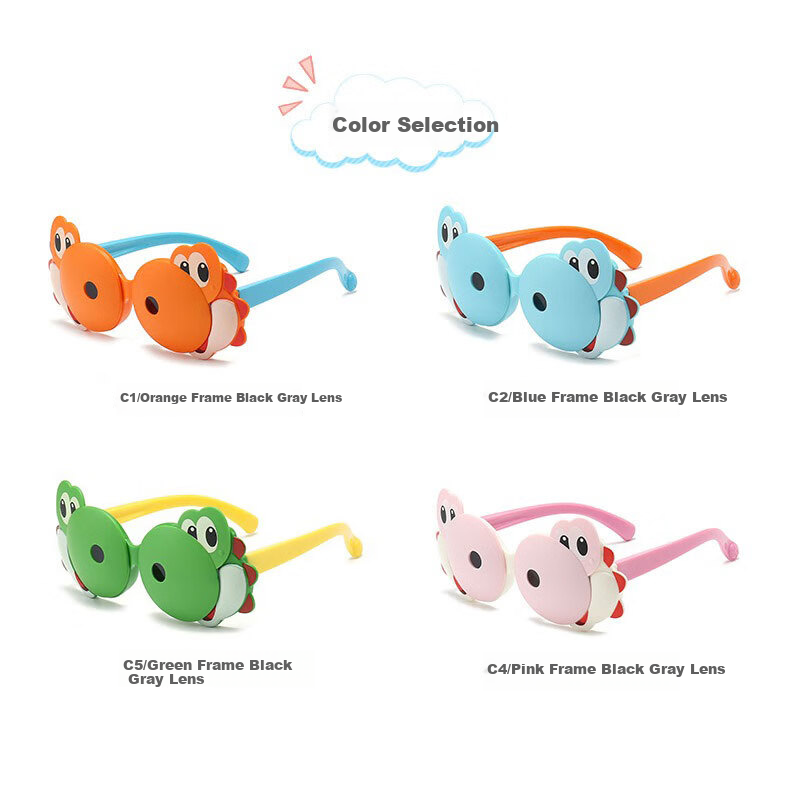 DRATRA Children's Sunglasses, 3D Shaped Flip-Up Sunglasses for Boys And Girls, Dinosaur Cartoon Cute Baby Glasses, Father's Day Gift 2
