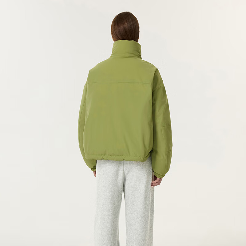 Tanboer Puff Down Jacket Women Short Stand Collar Reversible Coat 2025 New 5550320D Cardamom Green 165