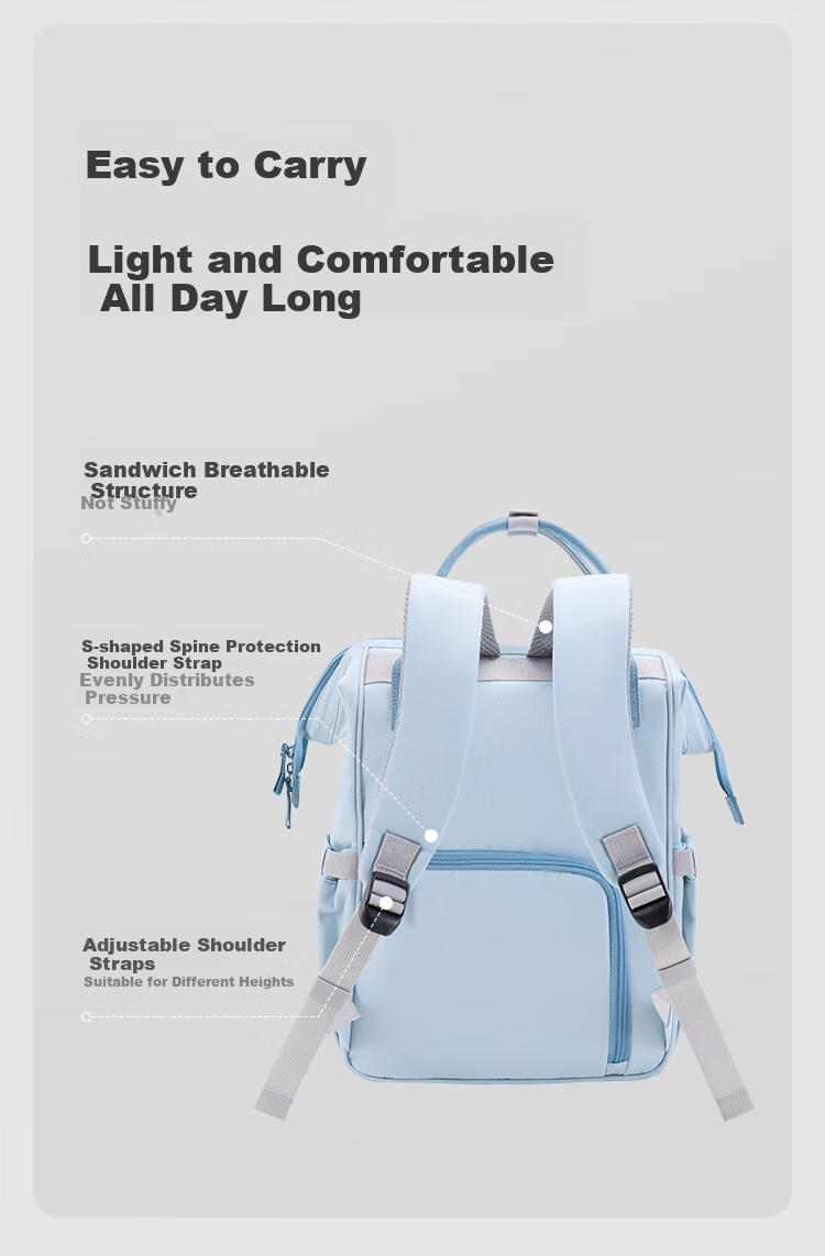 JD Original Mami Bag, Maternity And Baby Outdoor Handheld Backpack, Lightweight Multifunctional Large Capacity Mom Bag, Light Blue 5