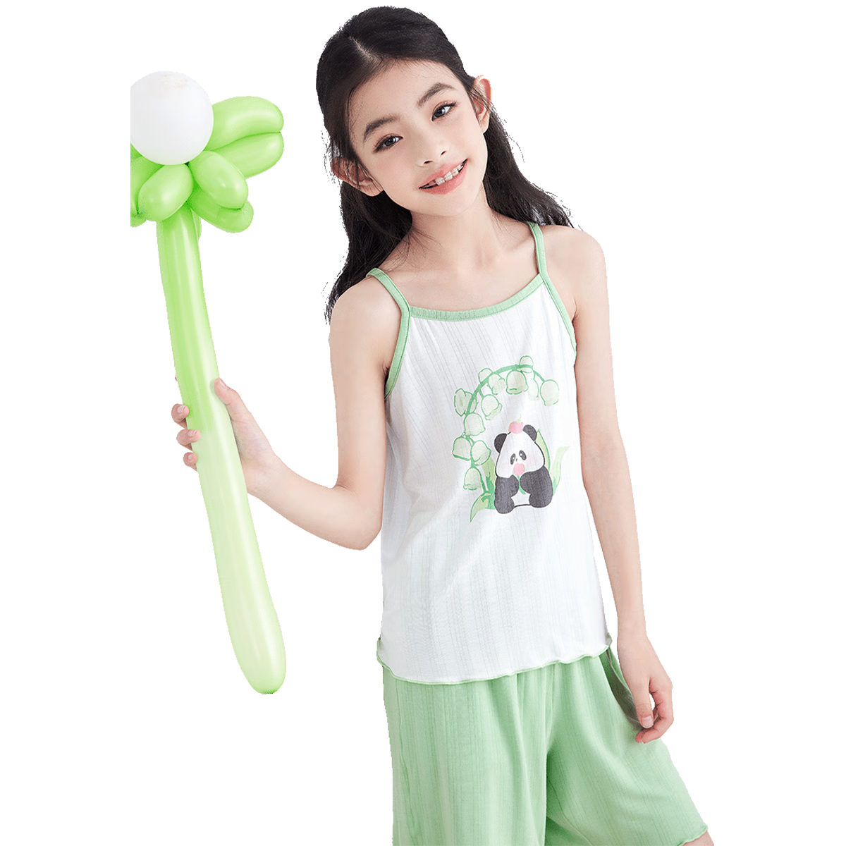 DEESHA [7A Antibacterial Comfort] Children's Pajama Set, Spring And Summer Girls' Sleepwear for Older Kids, Cool-Feeling Camisole Loungewear