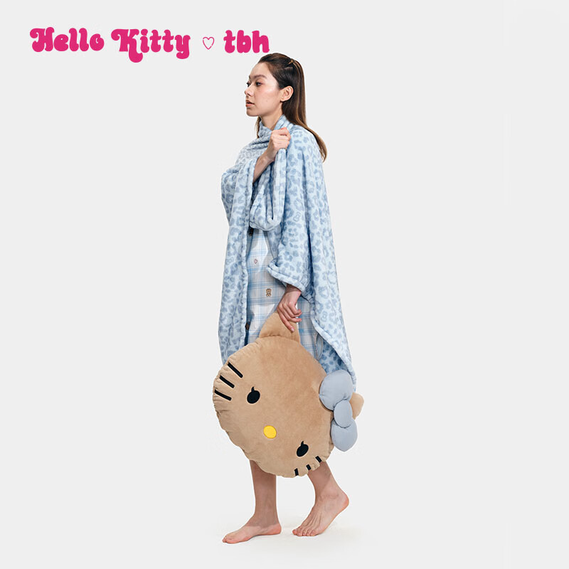 Tbh Sanrio Hello Kitty Two-In Flannel Blanket/pillow Throw Cushion Nap Blanket Air Conditioning Quilt
