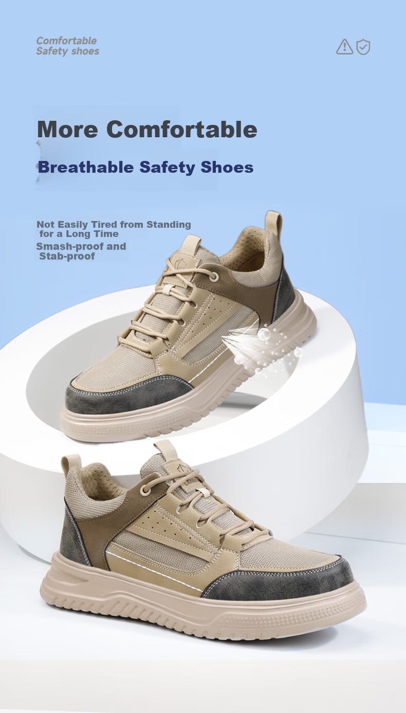 Lanoudun Safety Shoes for Men, Non-Slip, Ultra-Light, Soft Sole, Comfortable, Steel Toe Cap, Puncture-Resistant, Construction Site Work Boots DL272 Size 44 1