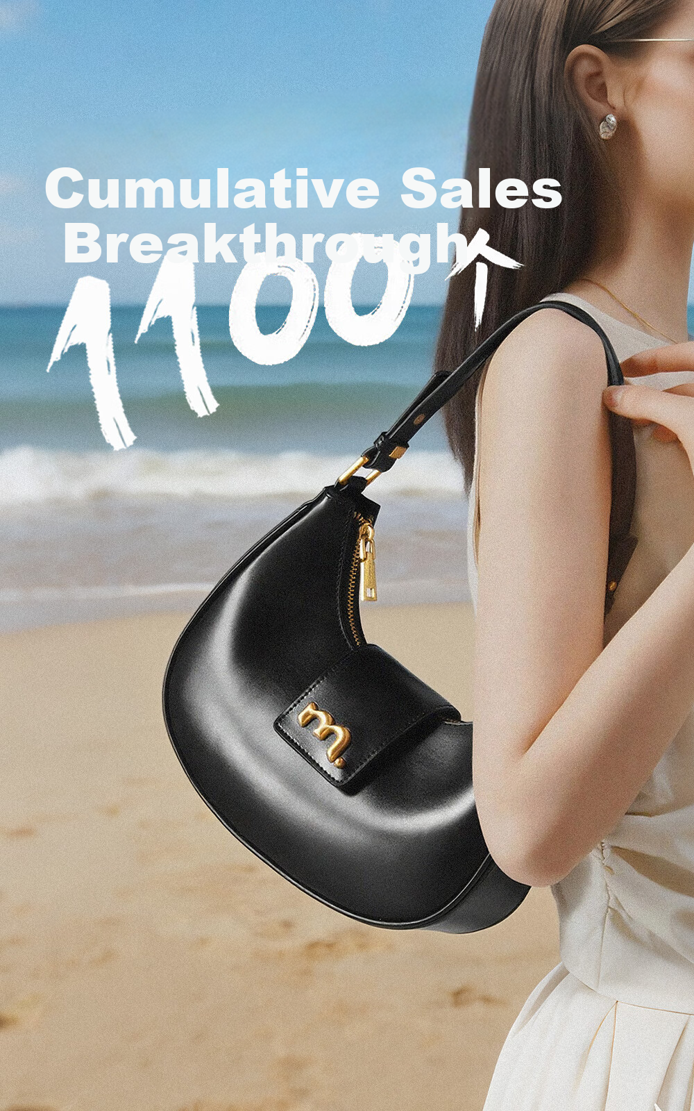 Mood Autumn And Winter Genuine Leather Crescent Bag for Women, Large Capacity Underarm Commuter Shoulder Crossbody Versatile Hobo Bag, Light Luxury Birthday Gift 1