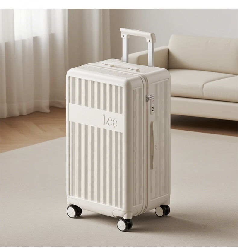 Lee High-Quality Large-Capacity Thickened Suitcase, Trolley Case, Travel Luggage, Password Lock Box, Aurora White, 28 Inches 5