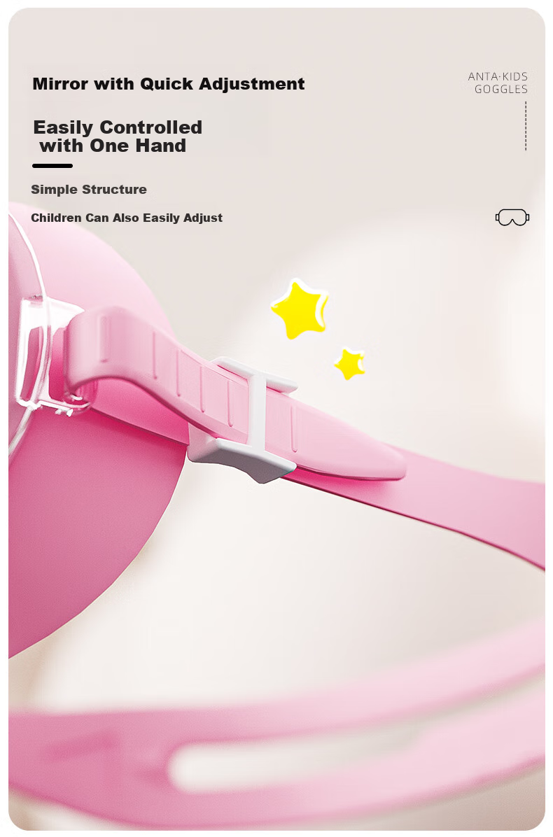 ANTA Children's Swimming Goggles Large Frame Swim Glasses for Boys And Girls High Definition Waterproof Anti-Fog Swimming Equipment Starry Pink Non-Prescription Lenses 5