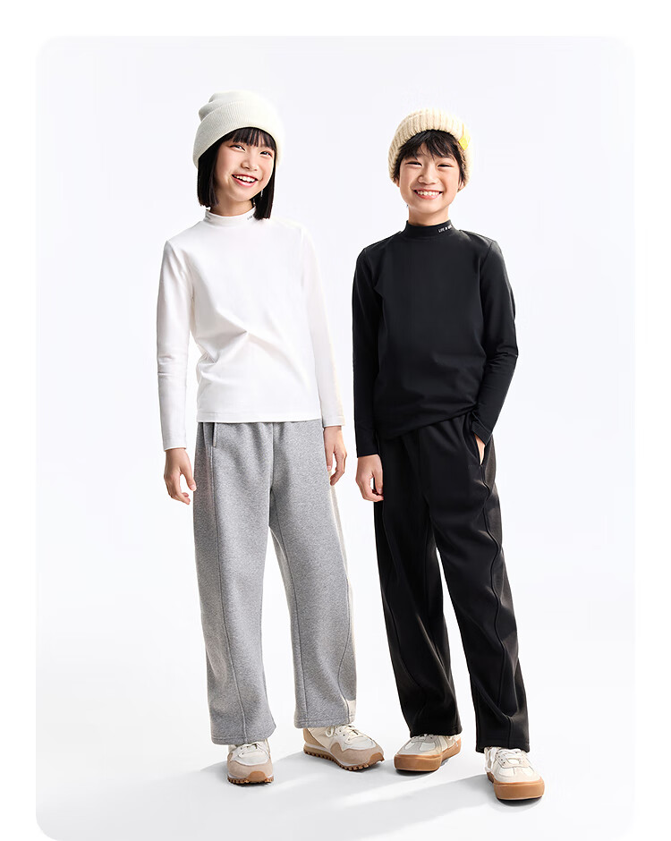 Annil Kids' Unisex High Neck Long Sleeve T-shirt 2025 Autumn New Solid Color Base Shirt 5