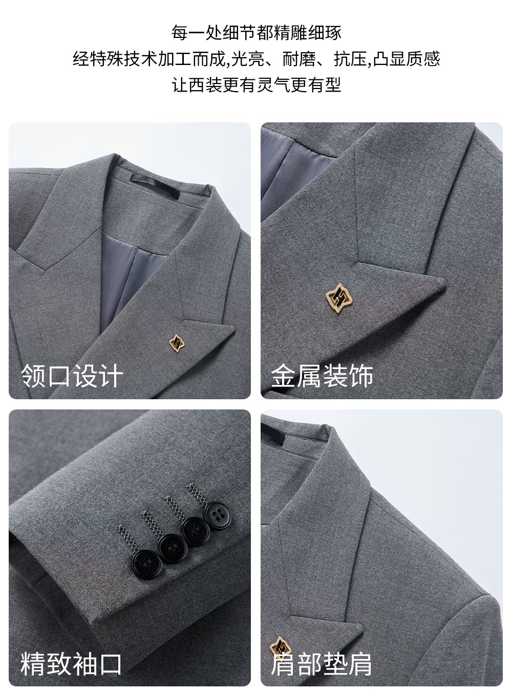 ROMON Men's Business Double-Breasted Suit Set with Vest and Trousers, Casual Black Blazer, Size M 2