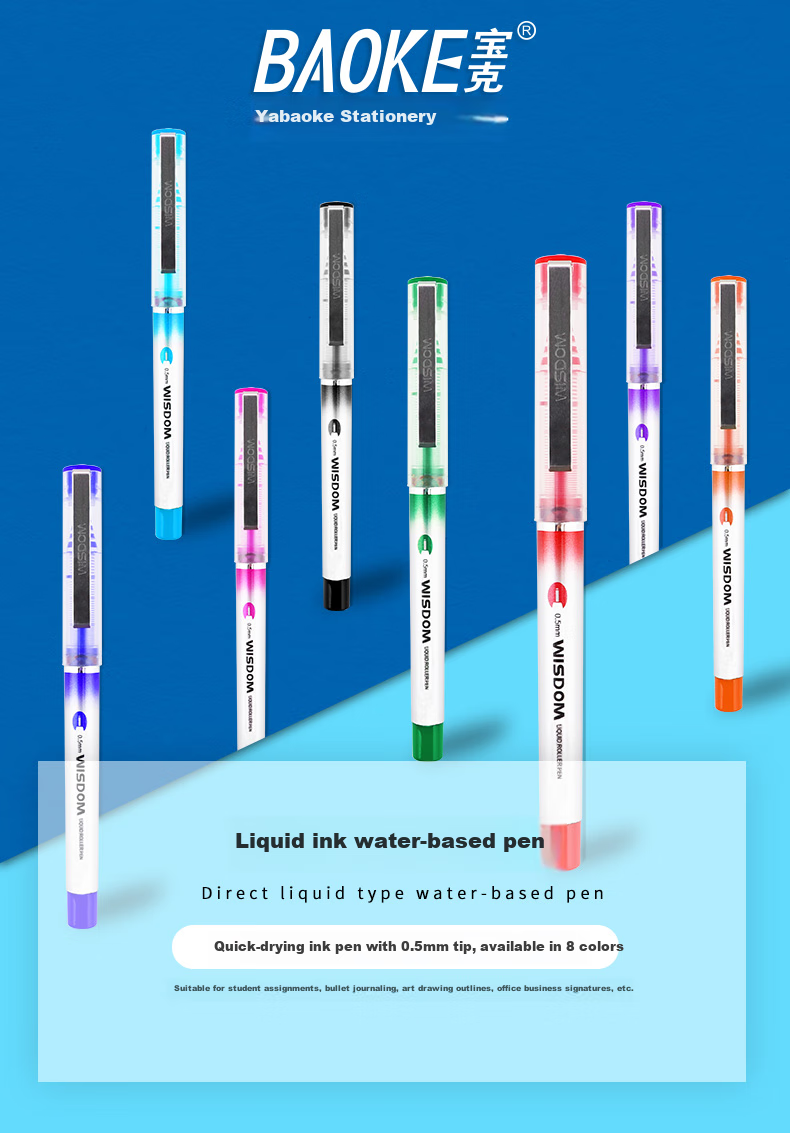 BAOKE BK111A 0.5mm Liquid Gel Pen Full Needle Tube Student Exam Quick-Dry Signature Pen Black 12pcs/Box 1