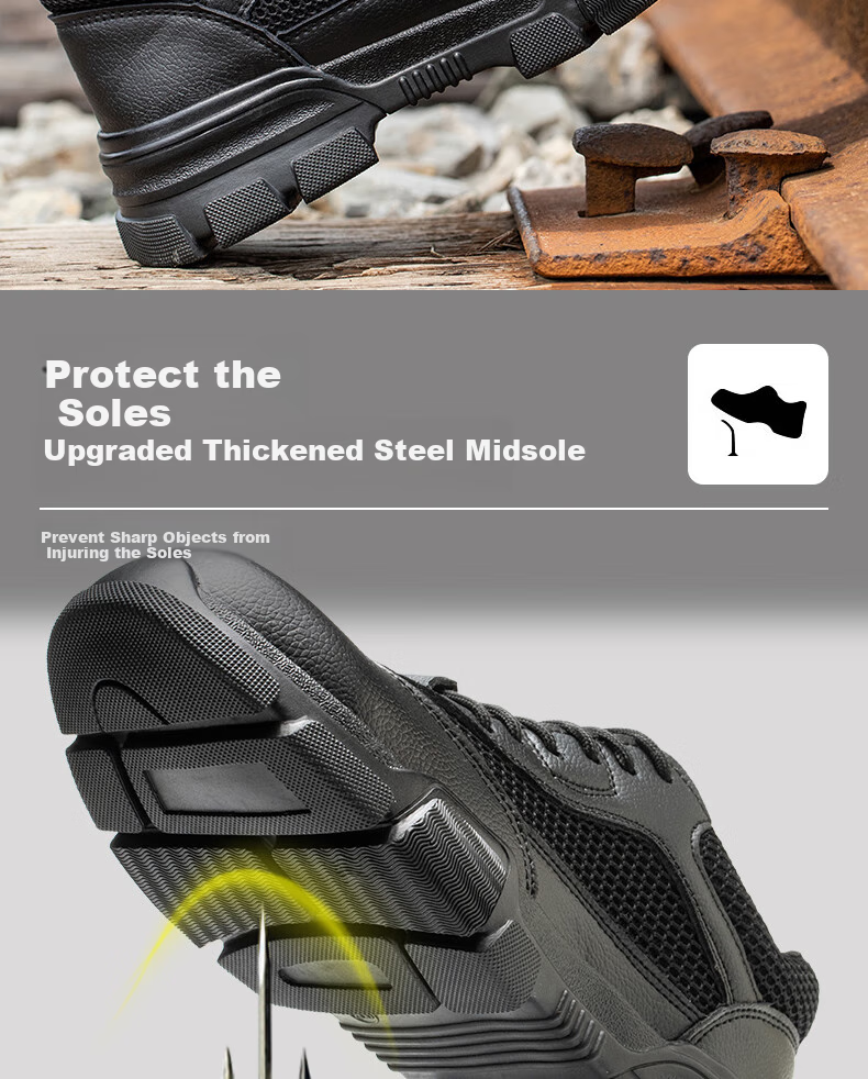 LAOGUANJIA Men's Safety Shoes with Comfortable Steel Toe Cap, Anti-Smashing, Anti-Puncture, Odor-Resistant, Waterproof, Oil-Resistant Work Safety Functional Shoes 281 Size 42 3