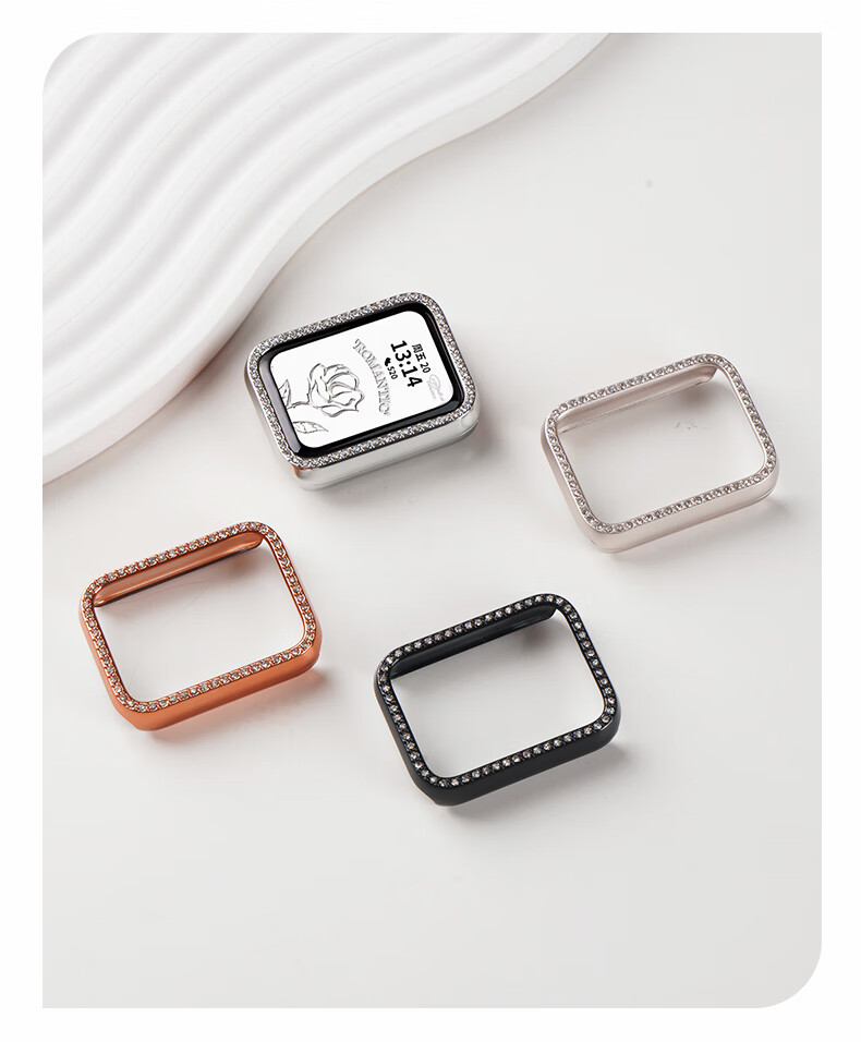 Watchbond Compatible with Xiaomi Band 9 Pro Protective Case, PC Shell, Chanel-Style Semi-Enclosed with Rhinestones, Scratch-Resistant, Wear-Resistant, Exclusively for Women, Hard Shell, Hollow Craftsmanship 3