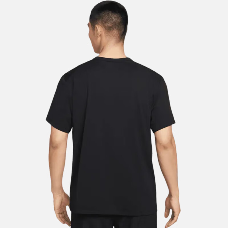 NIKE Men's Sun Protection Short-Sleeve T-Shirt, Knitted Collarless, Sports Casual, HV0382-010 Black L