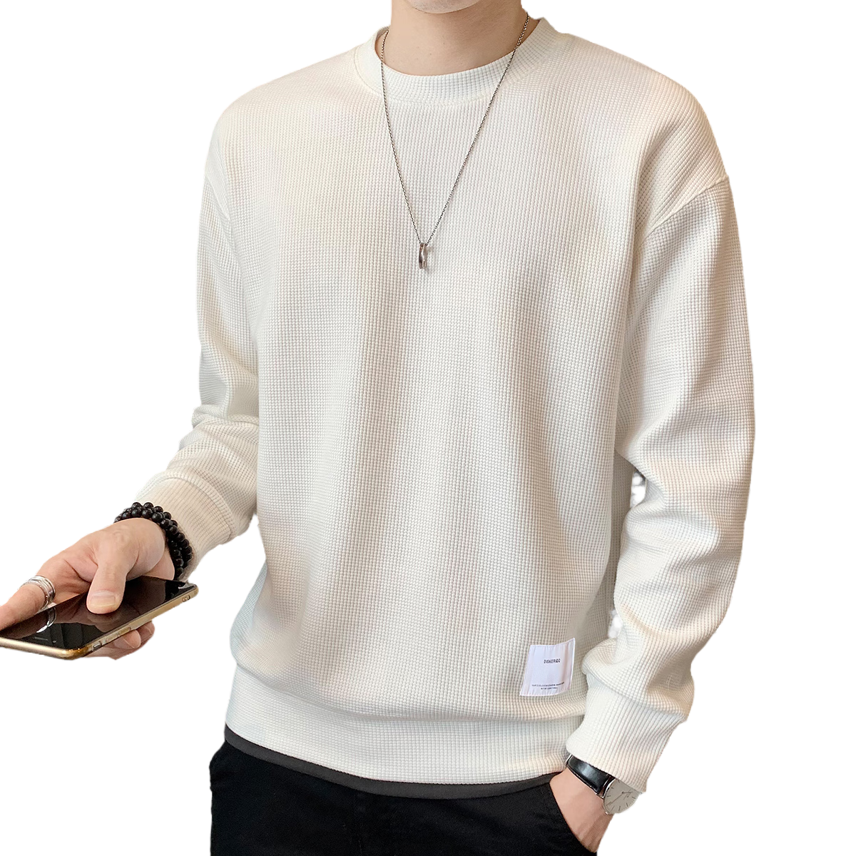 ROMON Men's Sweatshirt Spring and Autumn Casual Heavyweight Long Sleeve T-Shirt Loose Jacket Men's Clothing